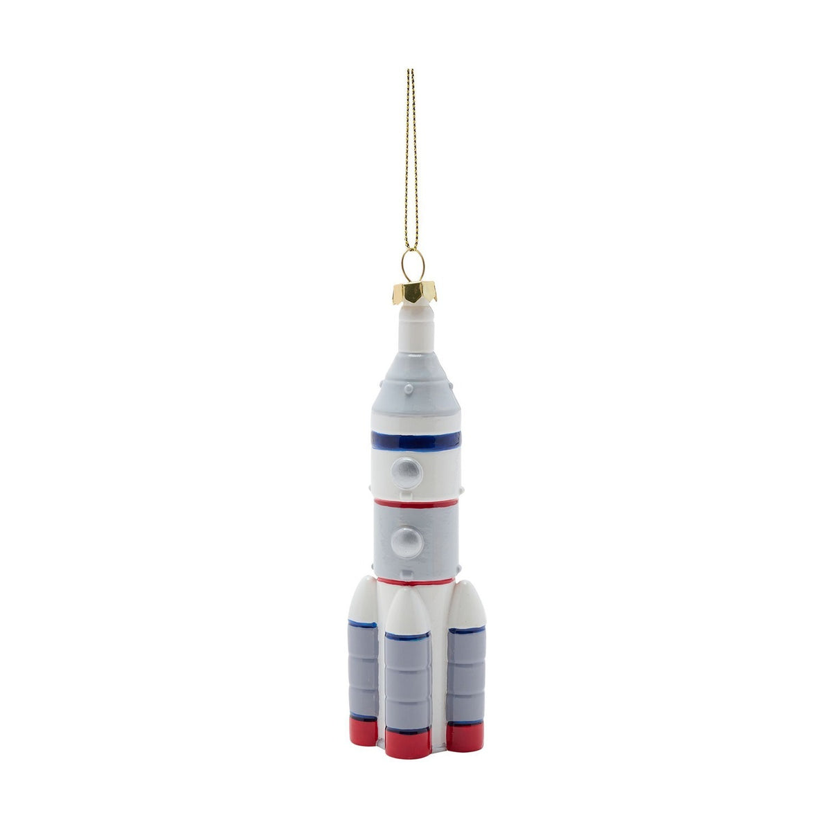 Rocket Hanging Plastic Christmas Tree Decoration - Grey & White