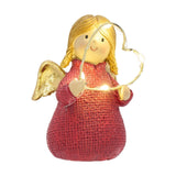 Angel with LED Heart Plastic Light-Up Decoration 10cm - Red