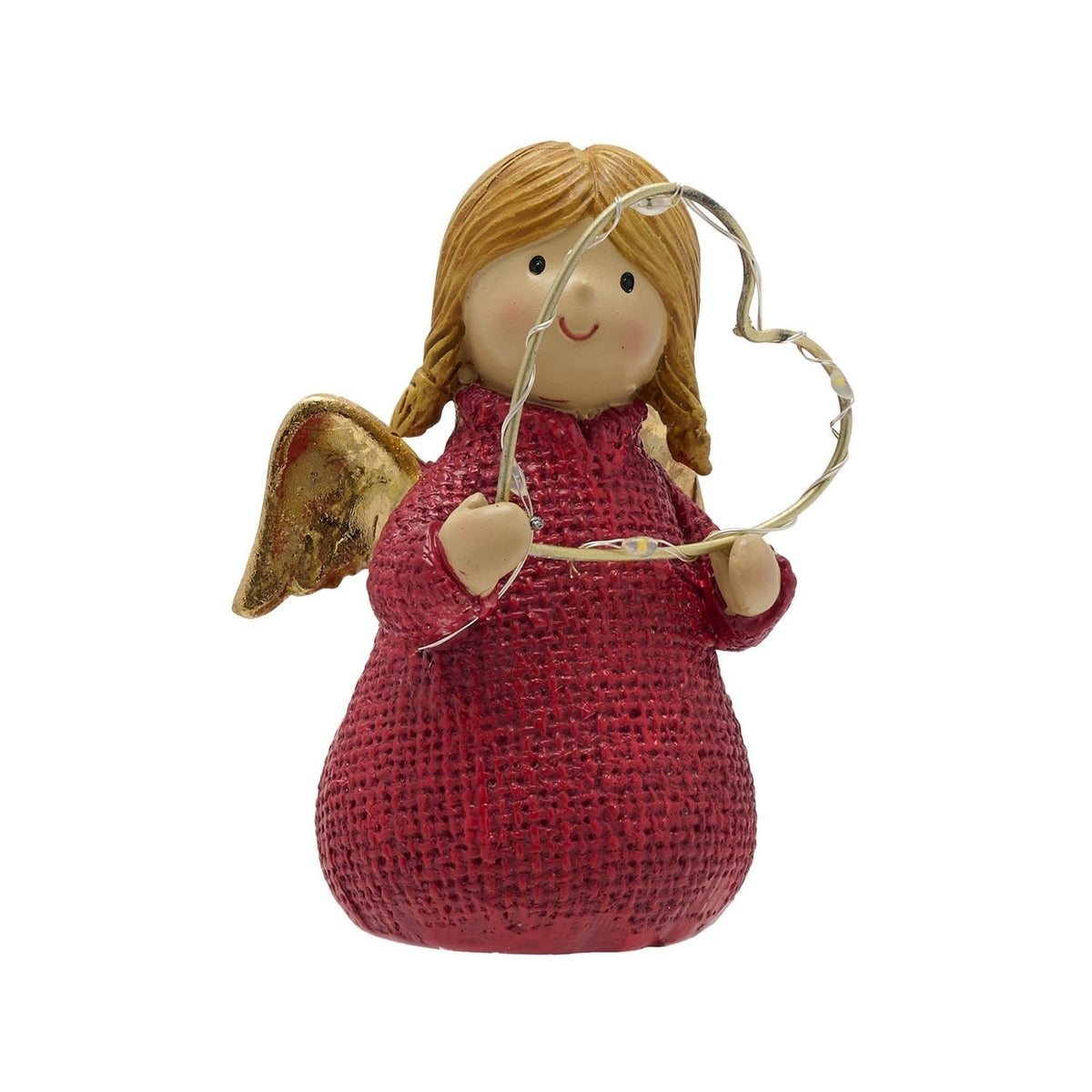 Angel with LED Heart Plastic Light-Up Decoration 10cm - Red
