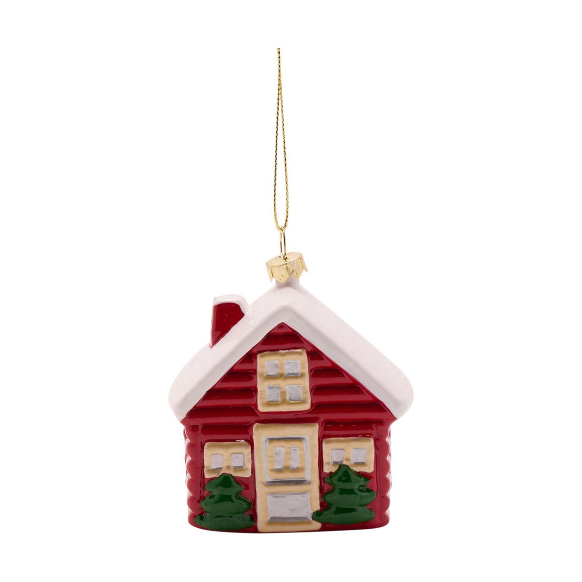 3D House Hanging Plastic Christmas Tree Decoration - Red & White