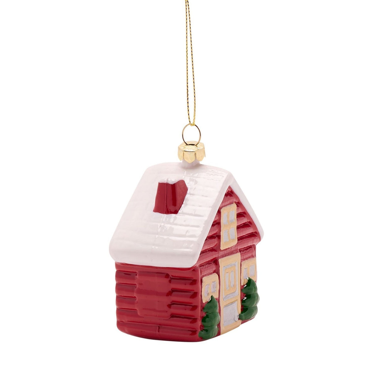 3D House Hanging Plastic Christmas Tree Decoration - Red & White