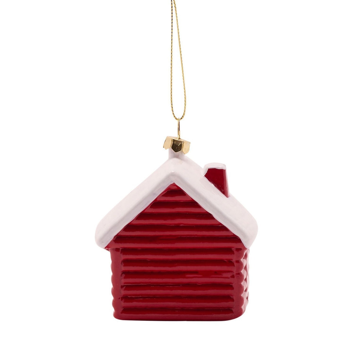 3D House Hanging Plastic Christmas Tree Decoration - Red & White