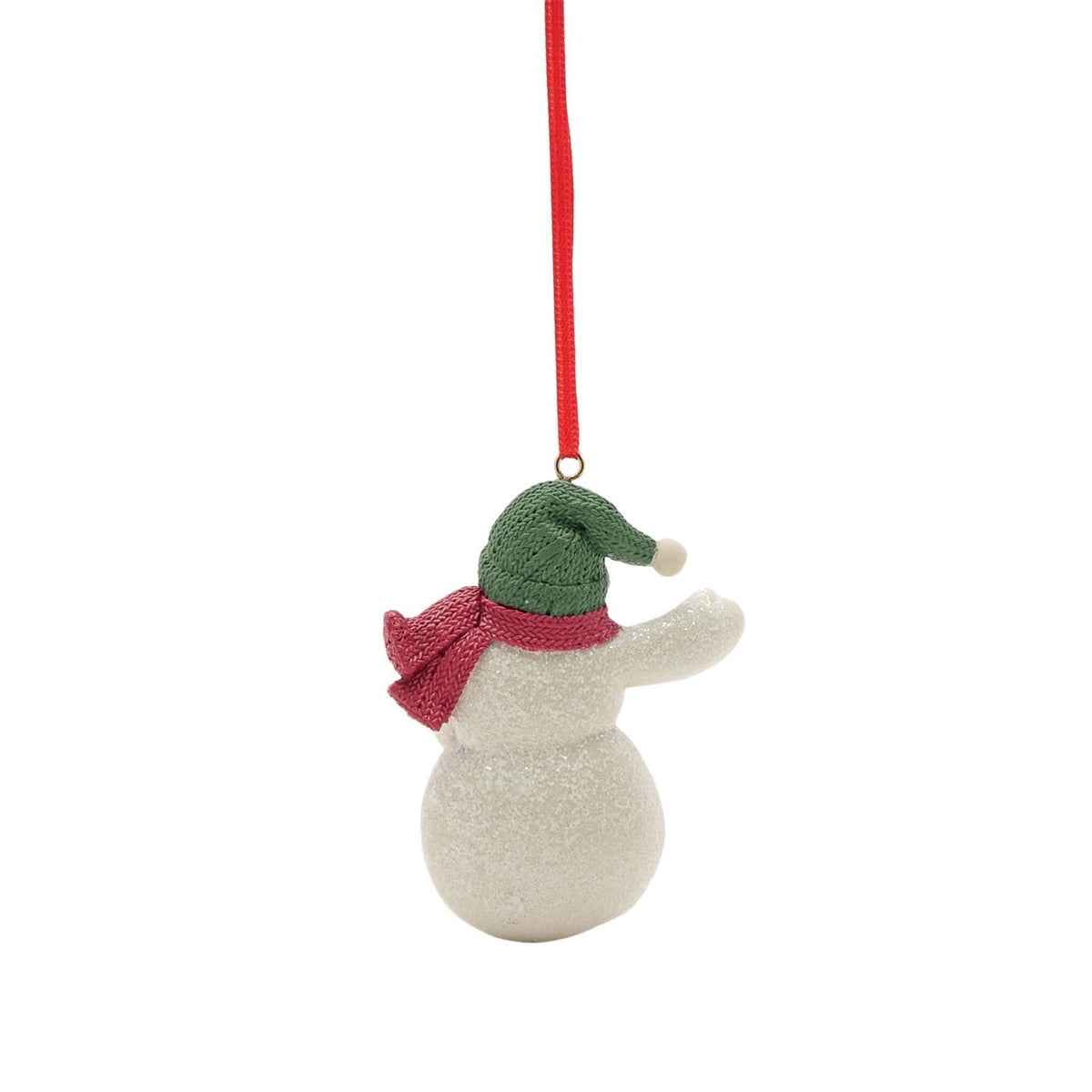 Hanging Snowman Decoration with Green Hat - Off White & Red