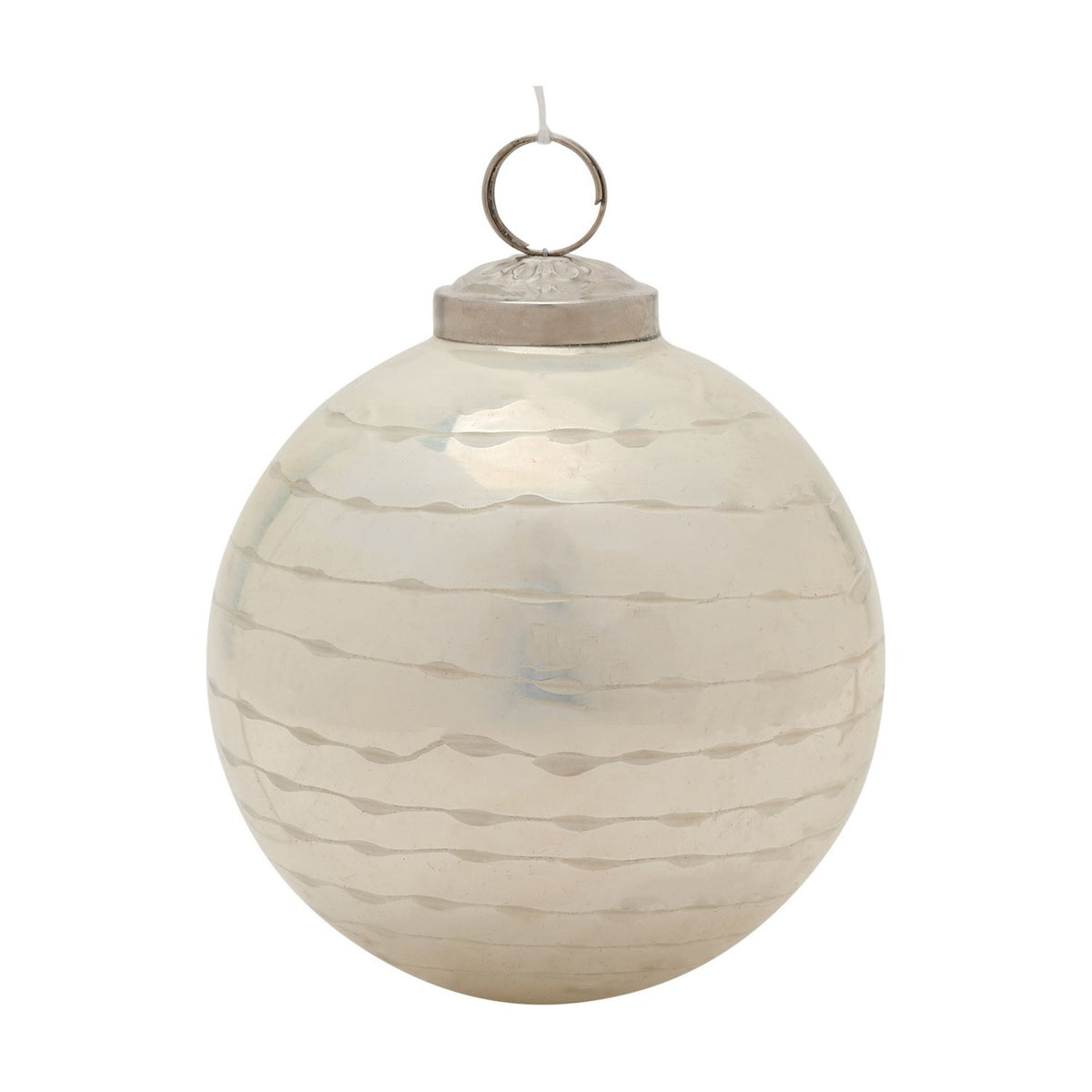 Champagne Dash Round Glass Christmas Tree Ornament - Silver