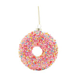 Sprinkles Donut Novelty Glass Christmas Tree Decoration - Pink