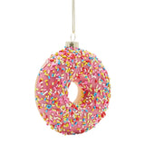 Sprinkles Donut Novelty Glass Christmas Tree Decoration - Pink