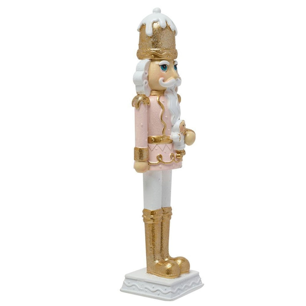 Nutcracker Resin Figurine with Gingerbread Man 23cm - Pink
