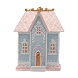 House Christmas Tree Decoration with Pink Roof 15cm - Blue
