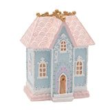 House Christmas Tree Decoration with Pink Roof 15cm - Blue