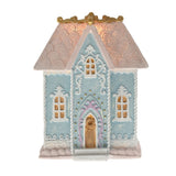 House Christmas Tree Decoration with Pink Roof 15cm - Blue