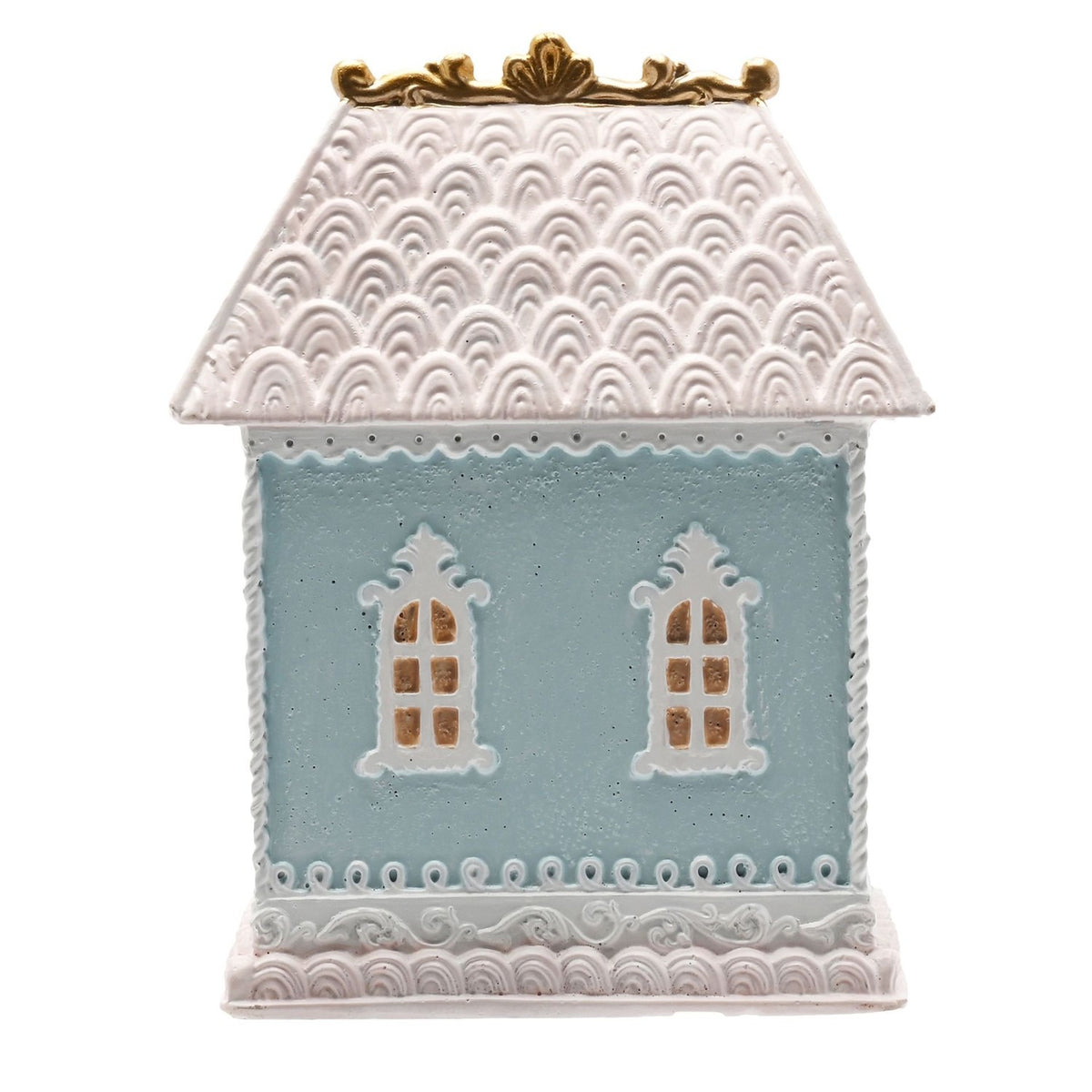 House Christmas Tree Decoration with Pink Roof 15cm - Blue