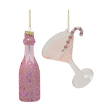 Girls Night Glass Christmas Tree Decorations Set of 2 - Pink