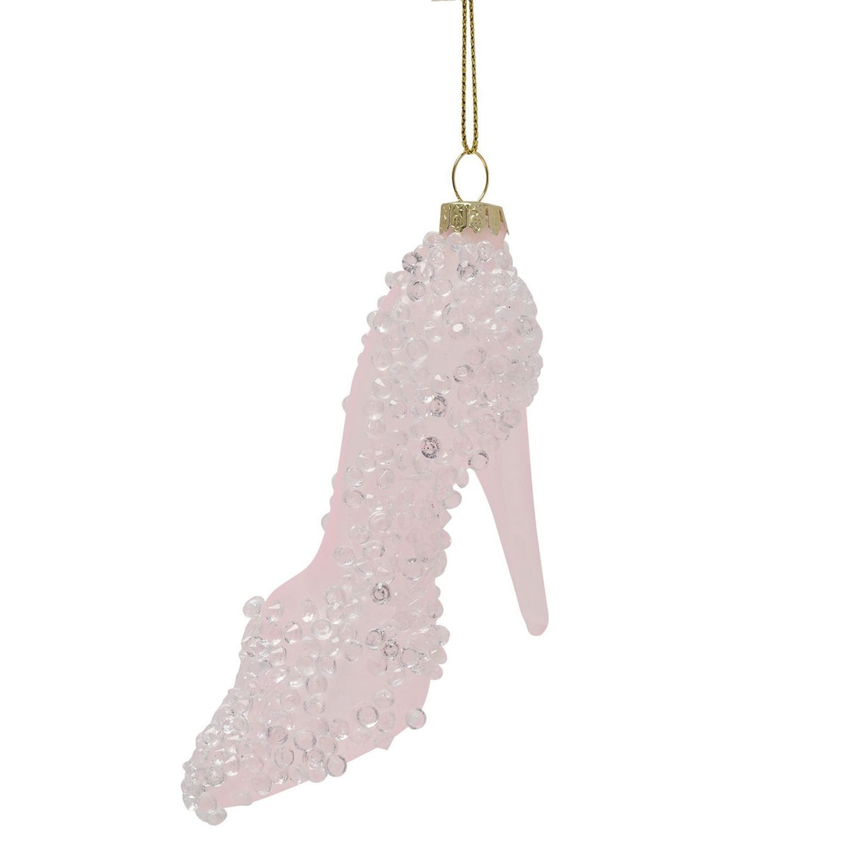 Beaded High Heel Shoe Glass Christmas Tree Decoration - Pink