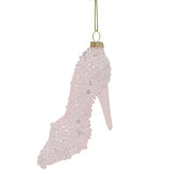 Beaded High Heel Shoe Glass Christmas Tree Decoration - Pink