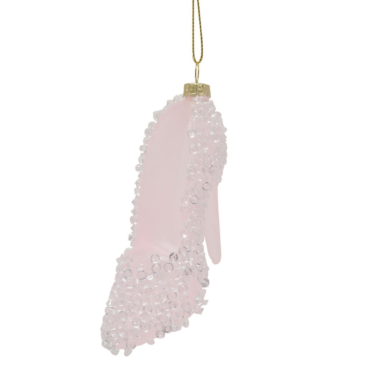 Beaded High Heel Shoe Glass Christmas Tree Decoration - Pink