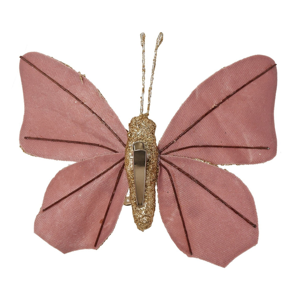 Velvet Butterfly Christmas Tree Decoration with Clip - Pink
