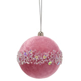 Beaded Velvet Bauble Christmas Tree Decoration - Dark Pink