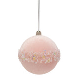 Beaded Velvet Bauble Christmas Tree Decoration - Blush Pink