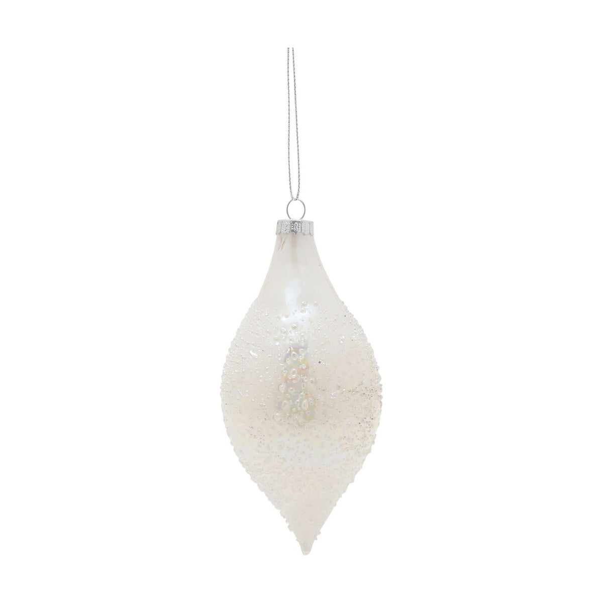 Teardrop Glass Bauble Christmas Tree Decoration - Silver