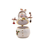 Snowman & Squirrel Metal Trinket Box with Hinged Lid - White