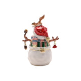 Snowman & Squirrel Metal Trinket Box with Hinged Lid - White