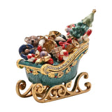 Sleigh & Presents Trinket Box with Hinged Lid - Green & Gold