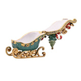 Sleigh & Presents Trinket Box with Hinged Lid - Green & Gold