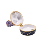 Round Nativity Trinket Box with Hinged Lid - Blue & Gold