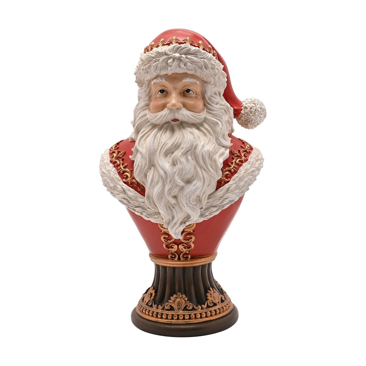 Father Christmas Pedestal Bust Resin Figurine 30.6cm - Red