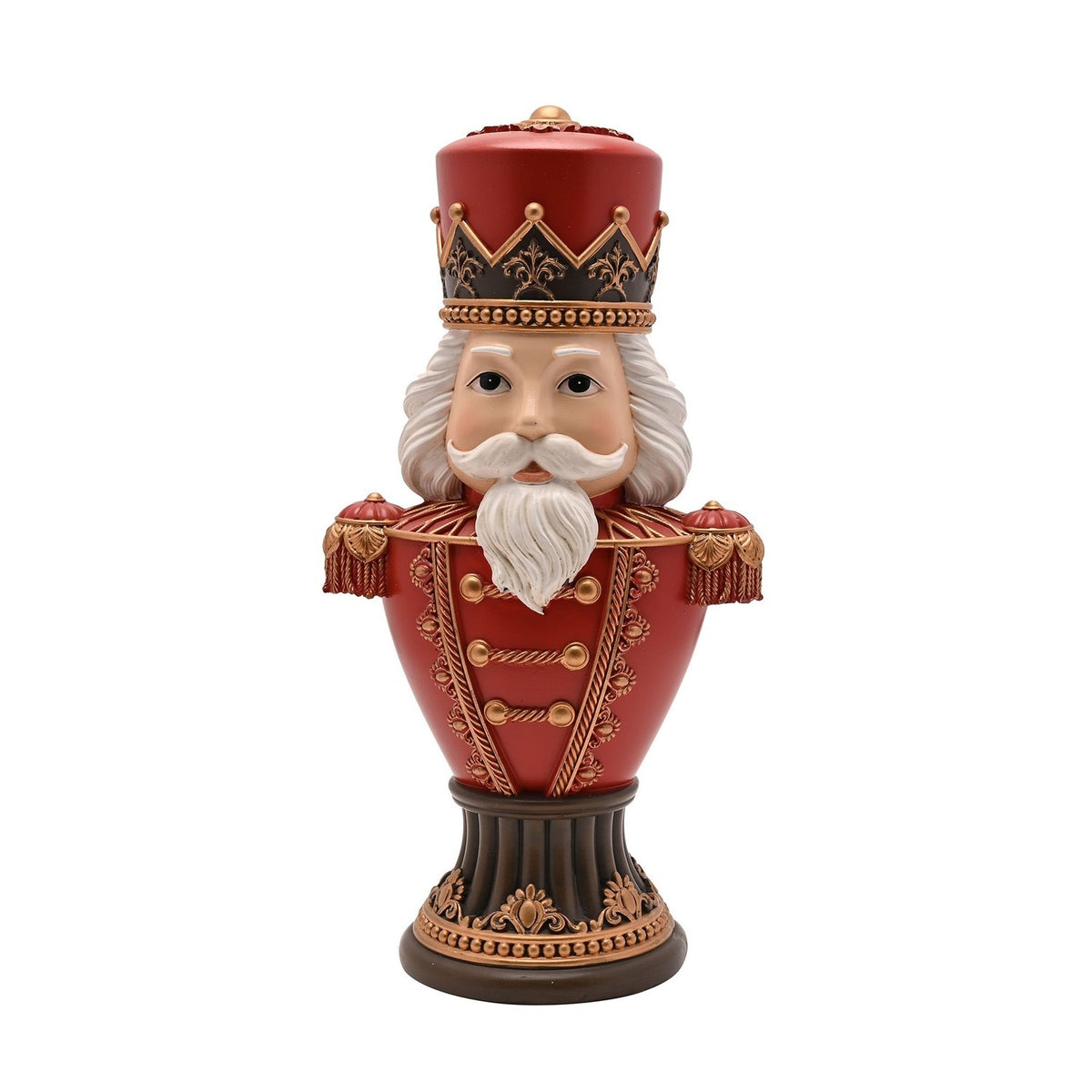 Nutcracker Bust Resin Figurine with Gold Detail 30cm - Red