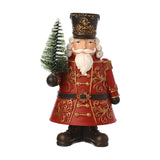 Nutcracker and Christmas Tree Resin Figurine 14.5cm - Red