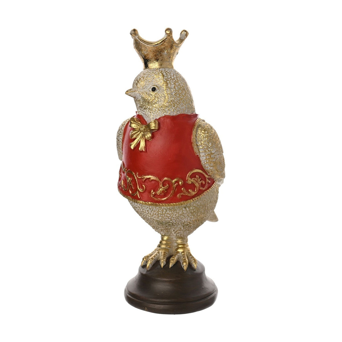 Royal Robin Figurine with Gold Crown and Waistcoat - Red