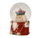 Crowned Nutcracker Head Snow Globe with Gold Trim - Red