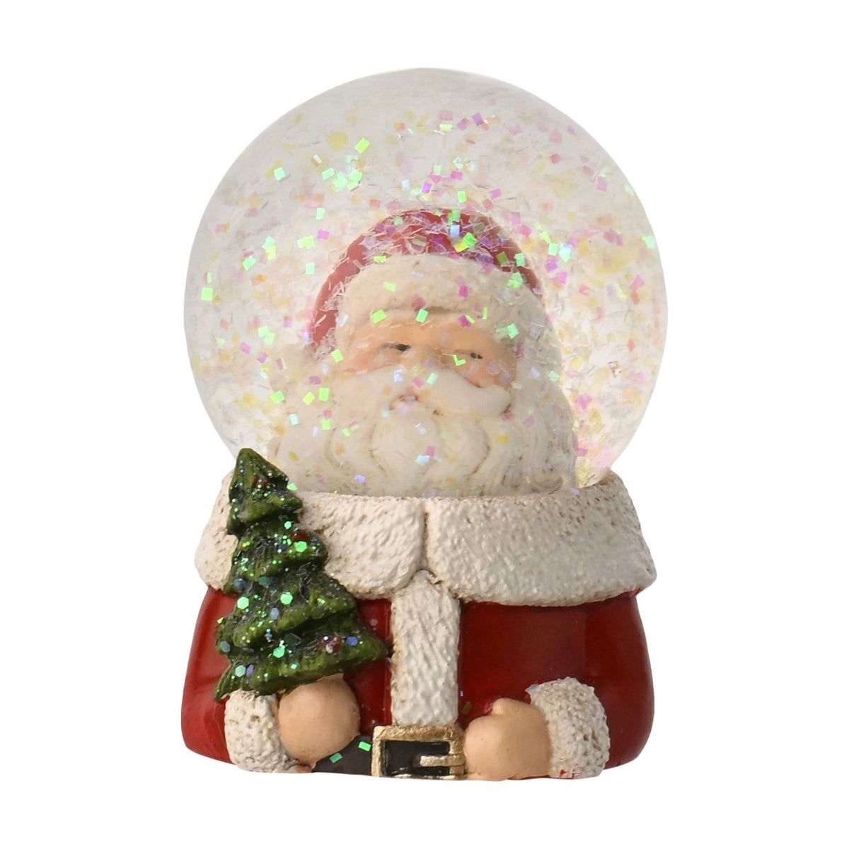 Santa Head Snow Globe with Mini Christmas Tree 6.5cm - Red