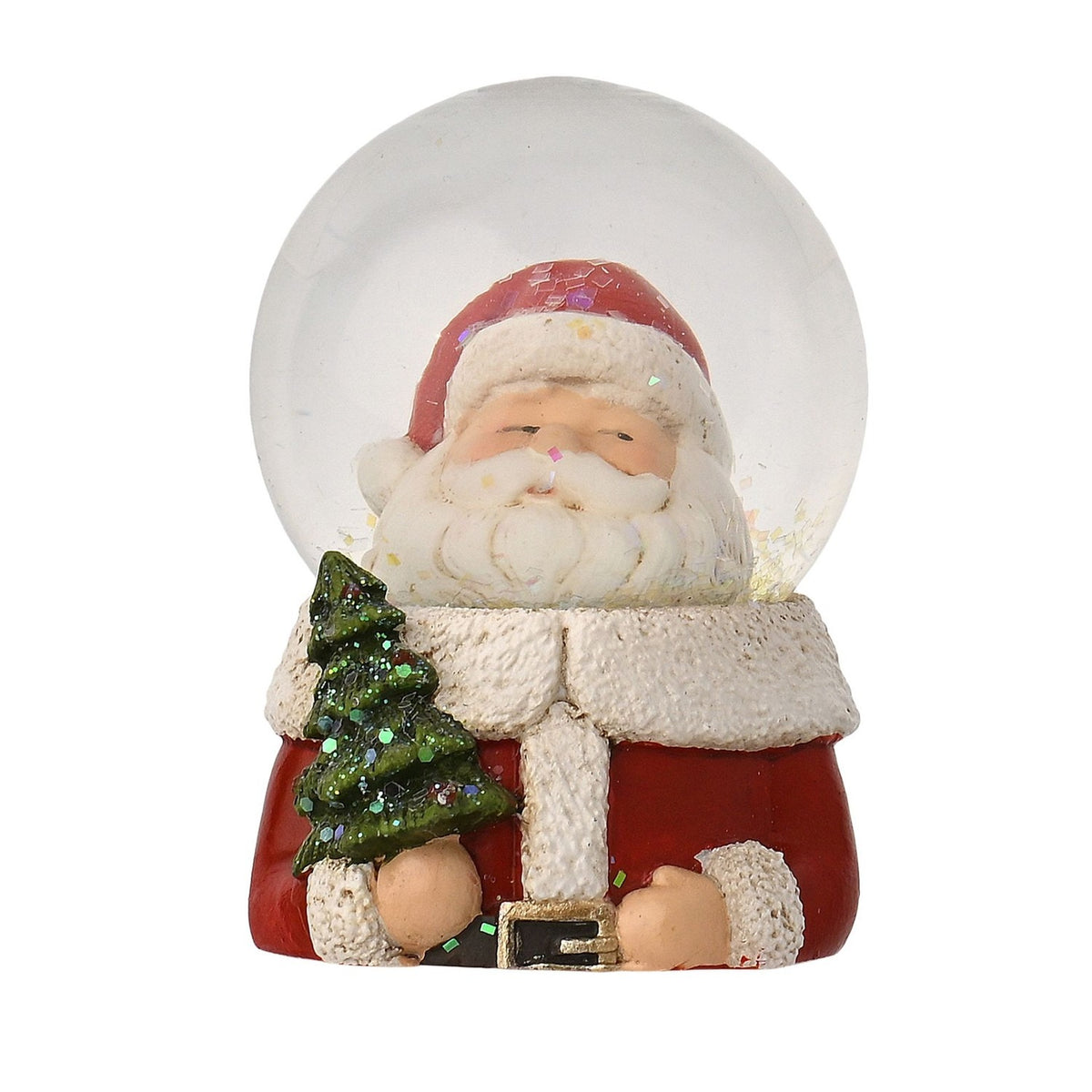 Santa Head Snow Globe with Mini Christmas Tree 6.5cm - Red