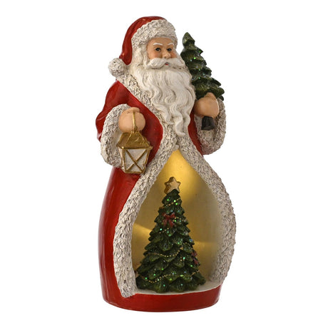 Santa and Mini Tree LED Plastic Light-Up Decoration - Red