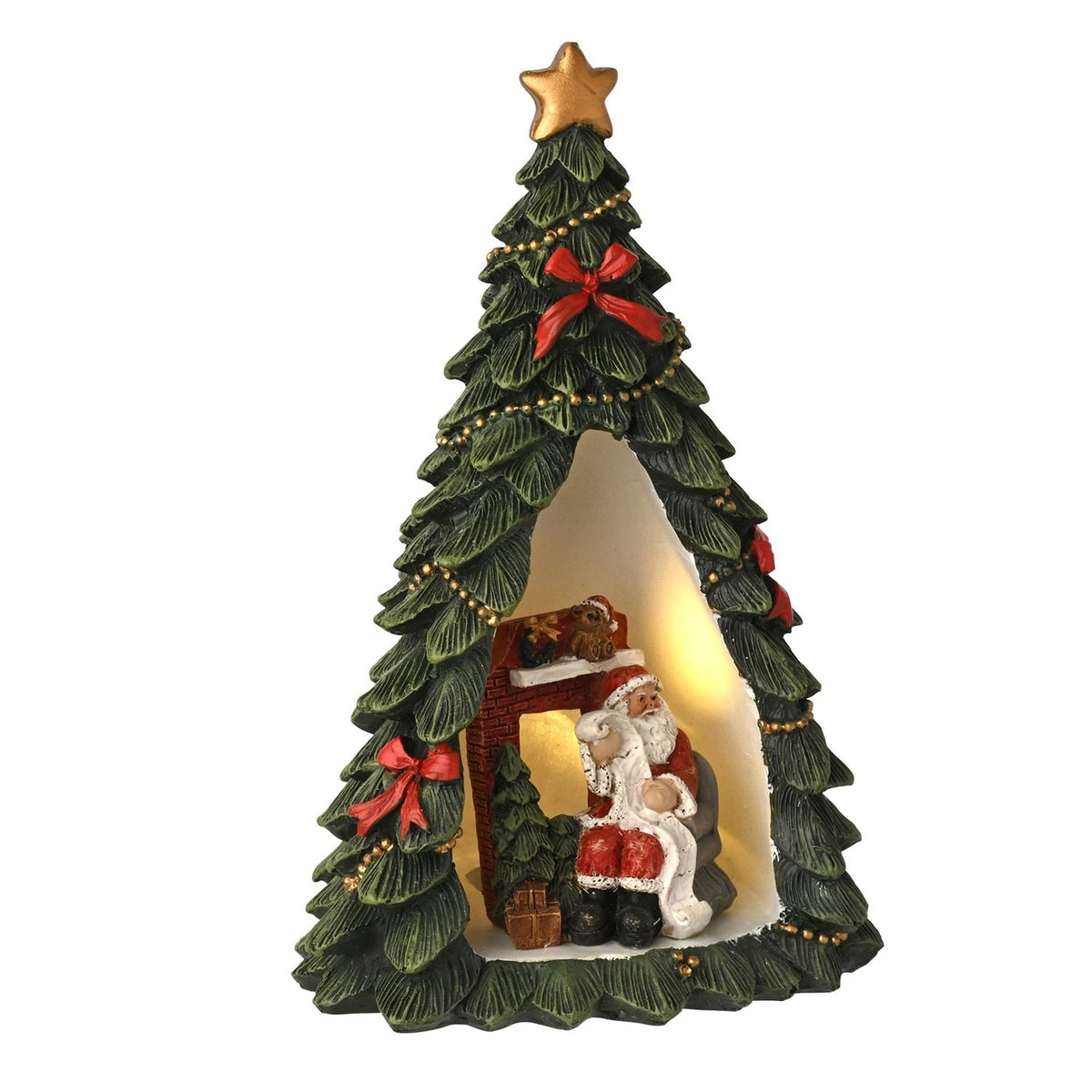 Santa List Scene Christmas Tree LED Light-Up Decoration - Green