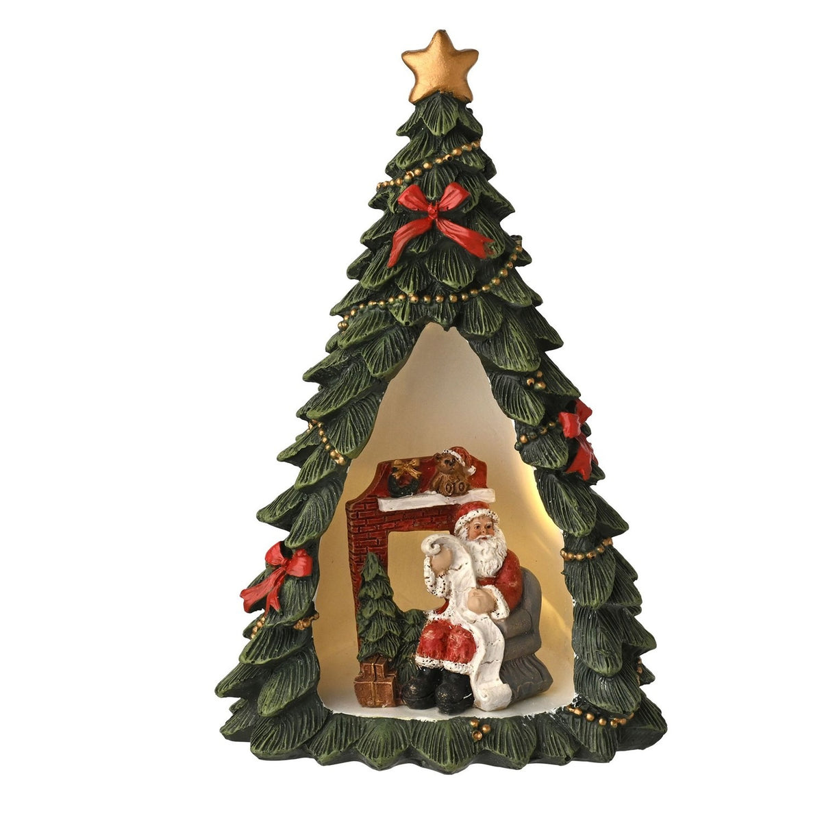 Santa List Scene Christmas Tree LED Light-Up Decoration - Green