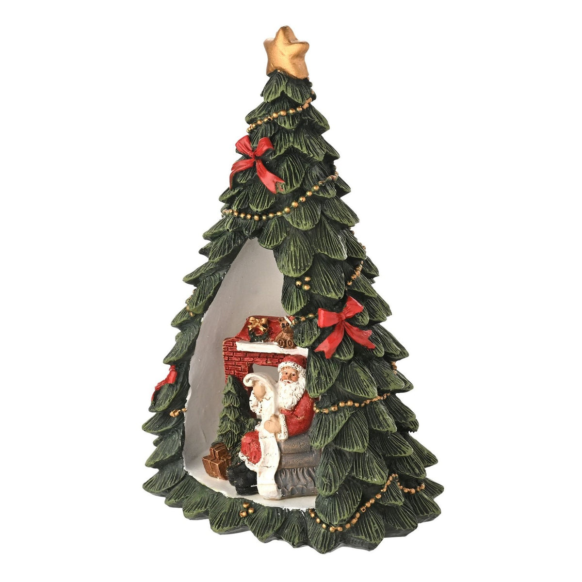 Santa List Scene Christmas Tree LED Light-Up Decoration - Green