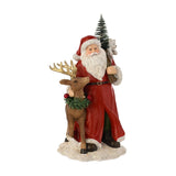 Santa & Reindeer Christmas Plastic Figurine with LED - Red