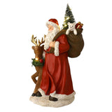 Santa & Reindeer Christmas Plastic Figurine with LED - Red