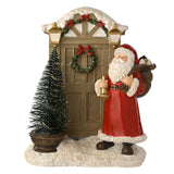 Santa at the Door Christmas LED Light-Up Decoration - Red & White