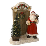 Santa at the Door Christmas LED Light-Up Decoration - Red & White