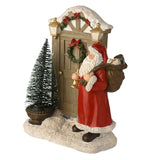 Santa at the Door Christmas LED Light-Up Decoration - Red & White