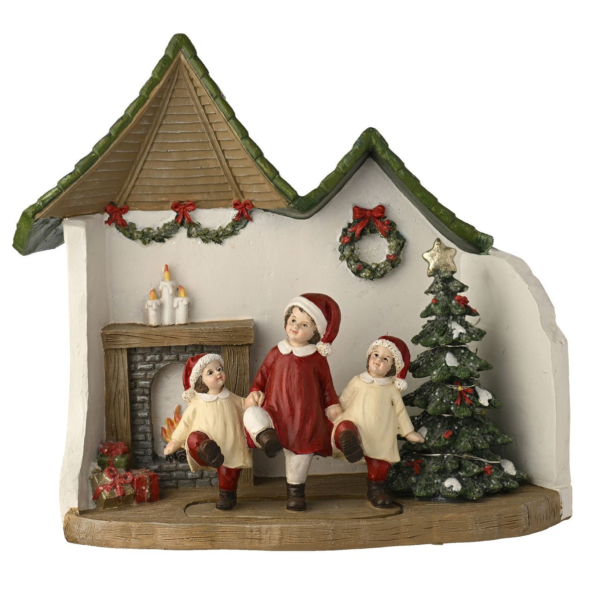 Dancing Children Christmas Scene LED Light-Up Decoration - White
