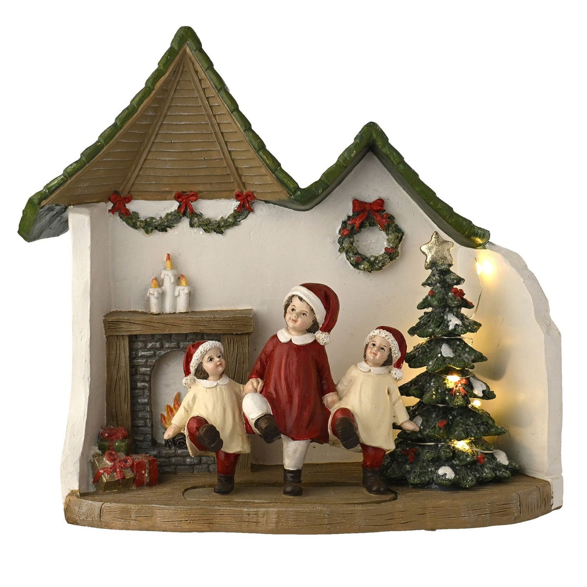 Dancing Children Christmas Scene LED Light-Up Decoration - White