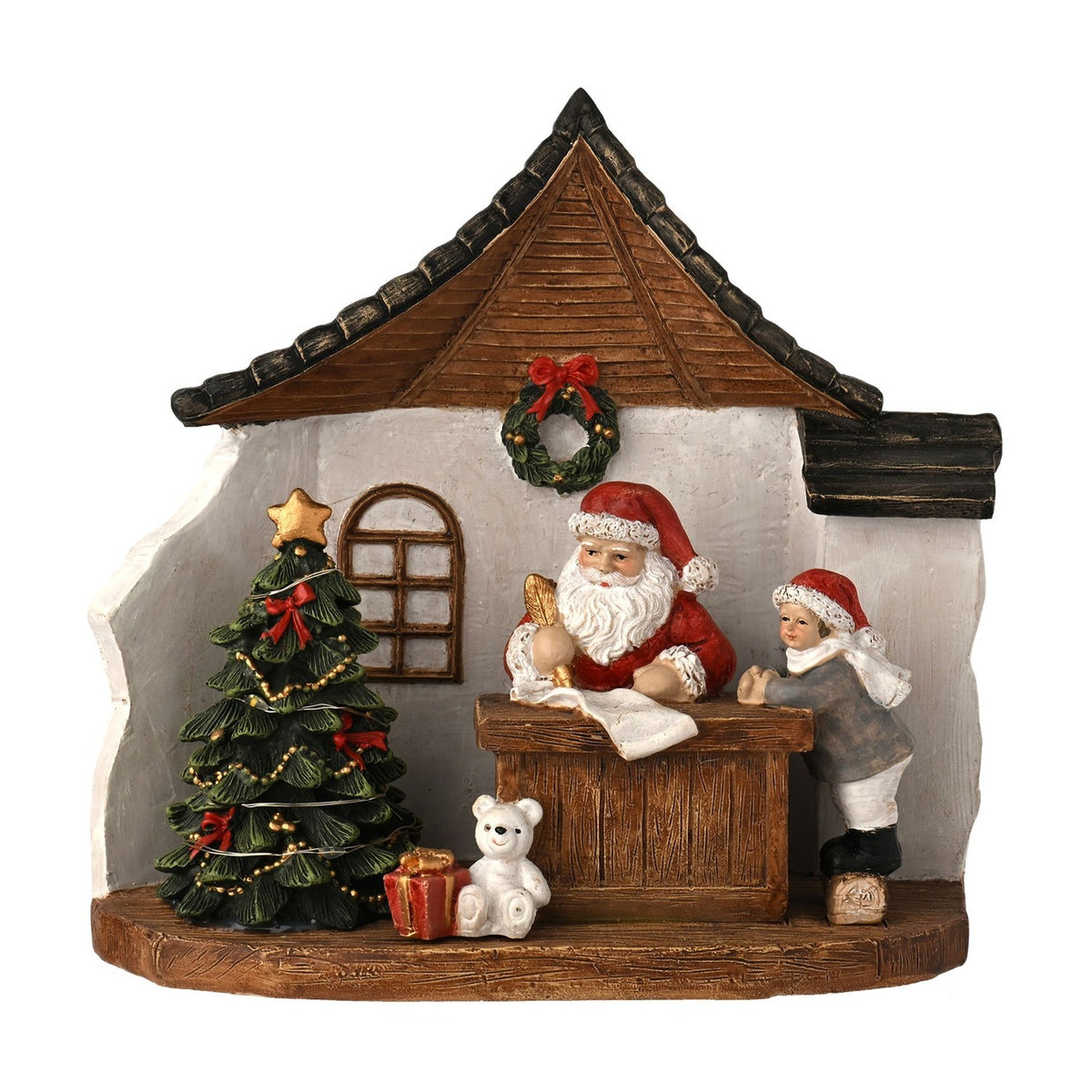 Santa's Grotto Scene LED Plastic Light-Up Decoration - White