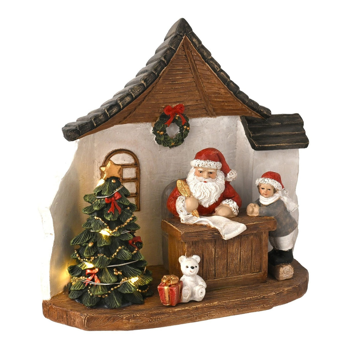 Santa's Grotto Scene LED Plastic Light-Up Decoration - White