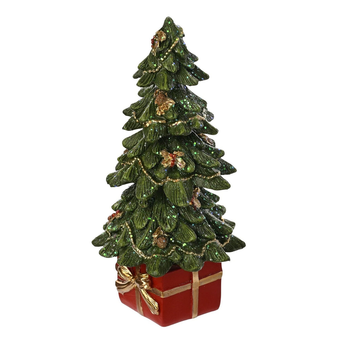 Glittered Christmas Tree & Present Ornament - Green & Red