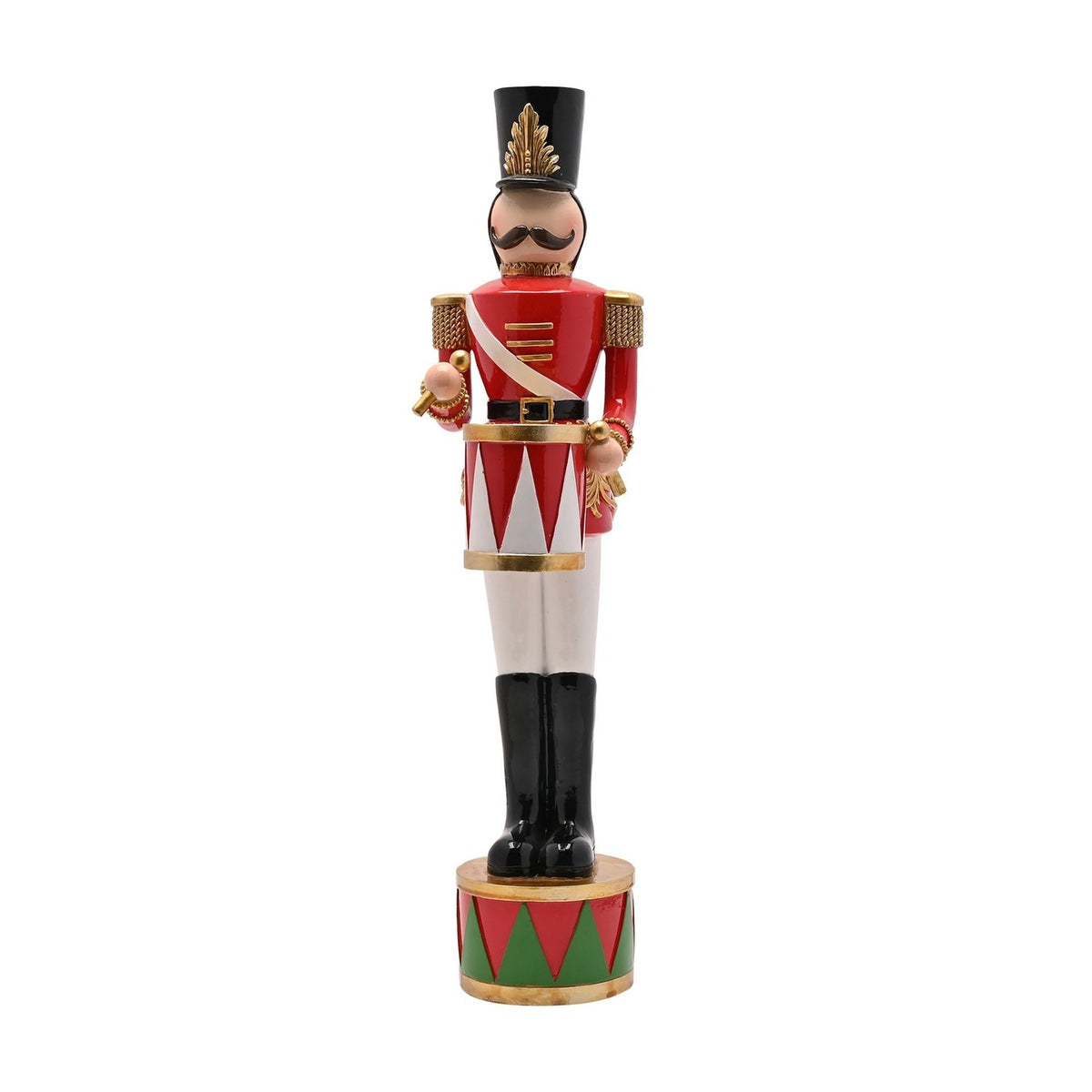 Christmas Royal Soldier Drummer Resin Figurine 42cm - Red